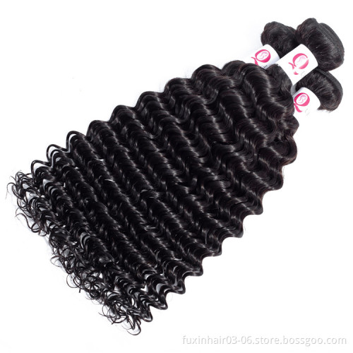 Real Virgin Human Hair 100% Deep Wave Raw Remy Brazilian Cheap 6a Pure Human Hair Bundles with Lace Closure